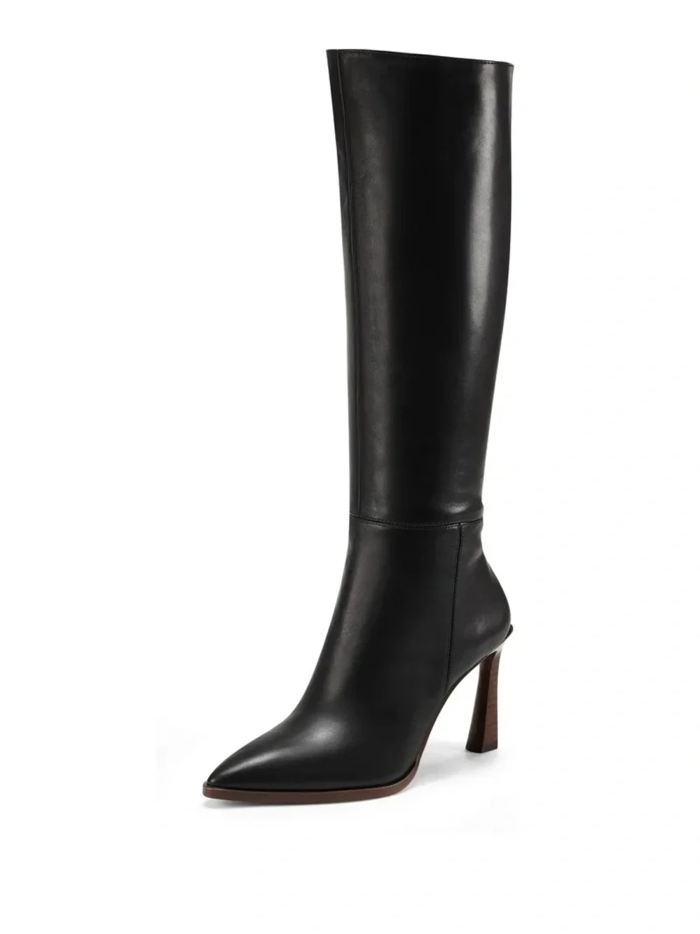 Vince Camuto Black Leather Over-the-Knee Pointed Toe Heel Western Boot